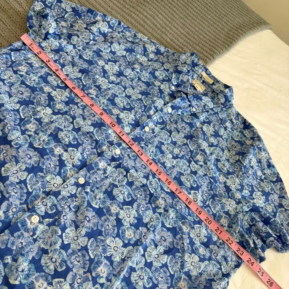 J. Crew 100% Cotton Hawaiian Button Down Shirt Men’s Size XL Slim Vacation